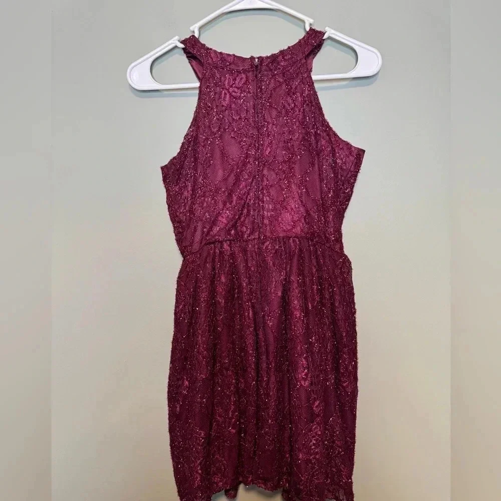 Place Girls Sparkly‎ Lace Burgundy Sleeveless Dress Size 12